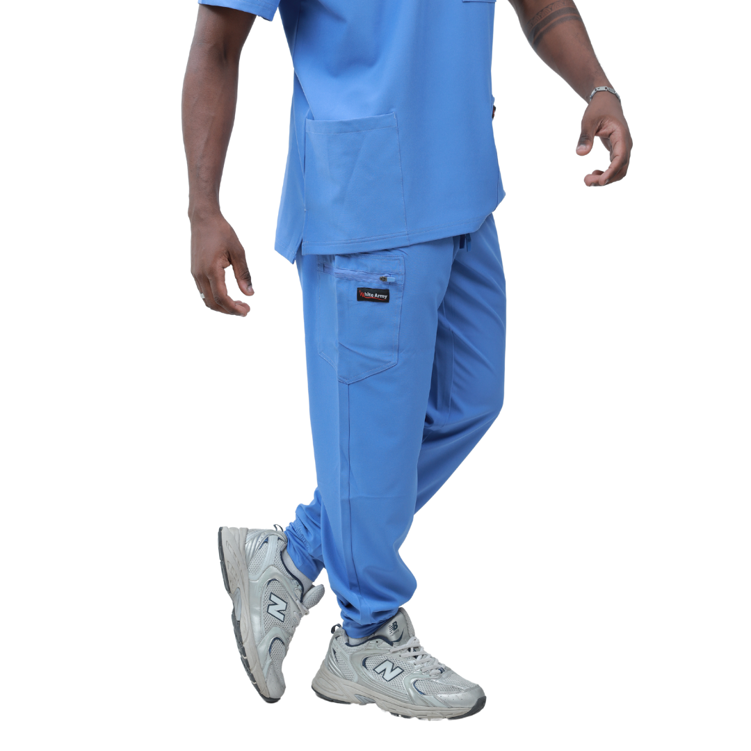 Dynamic Men Scrub Top and Pants - WHITE ARMY