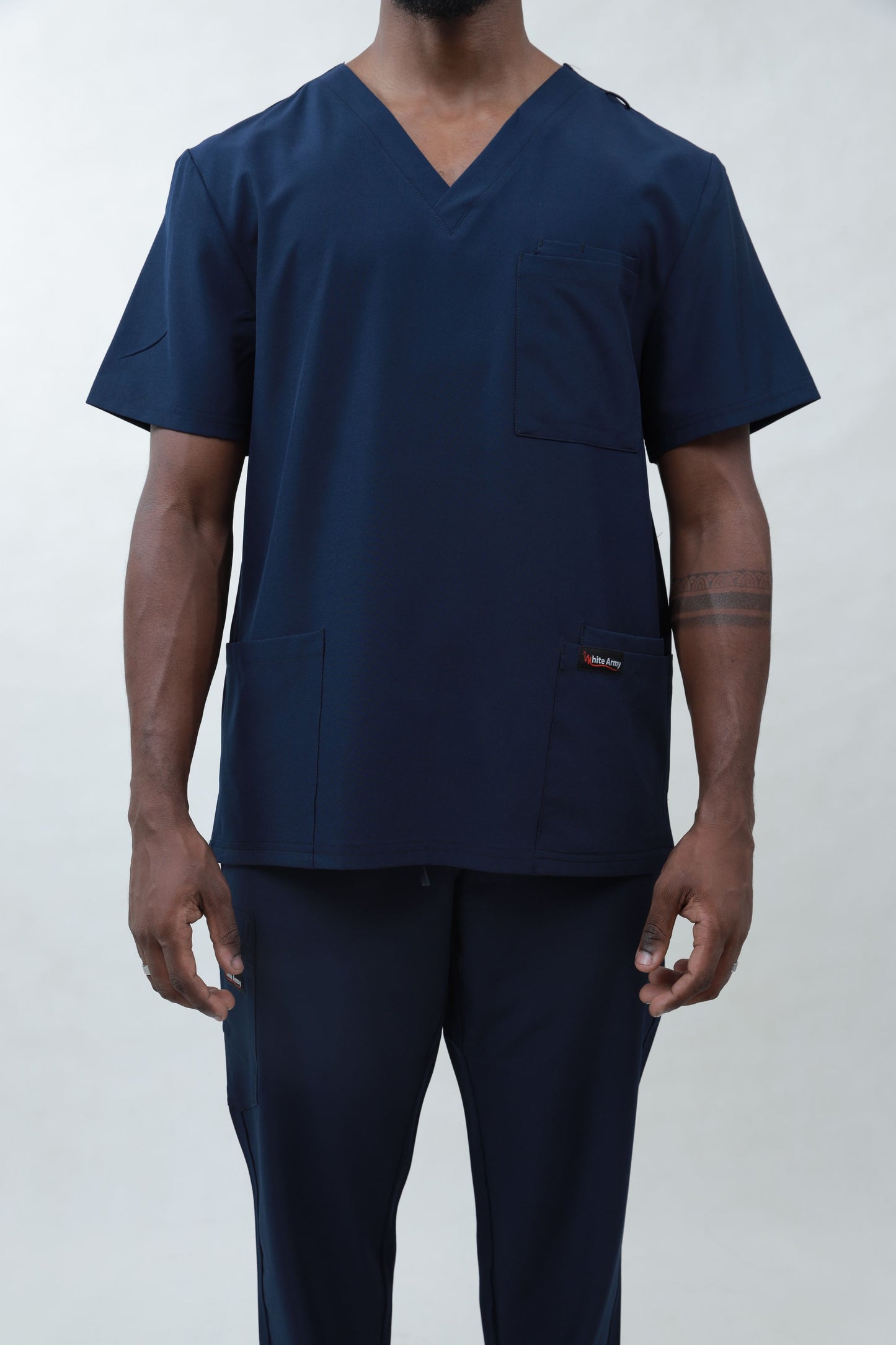 Dynamic Men Scrub Top - WHITE ARMY