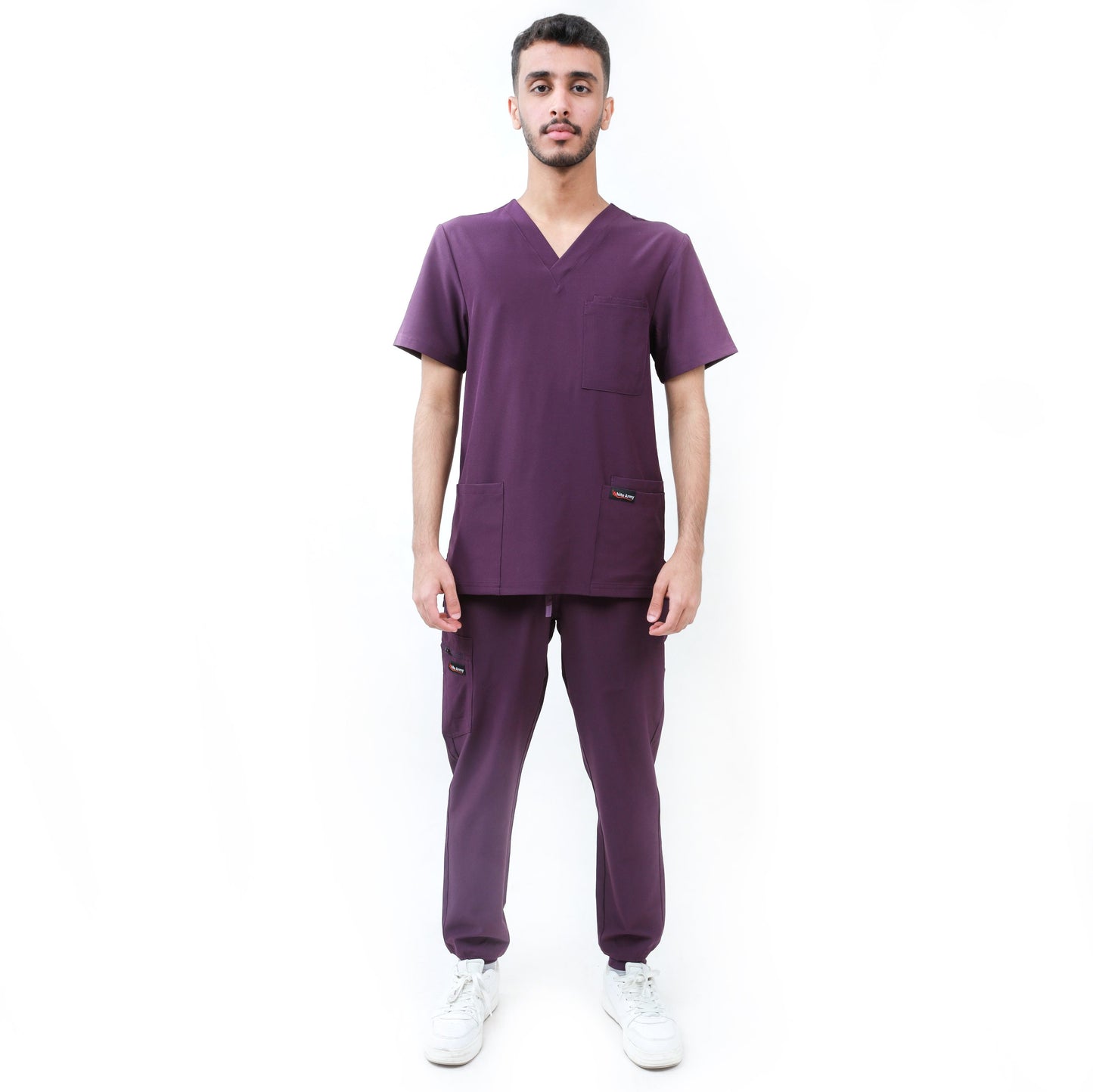 Dynamic Men Scrub Top - WHITE ARMY