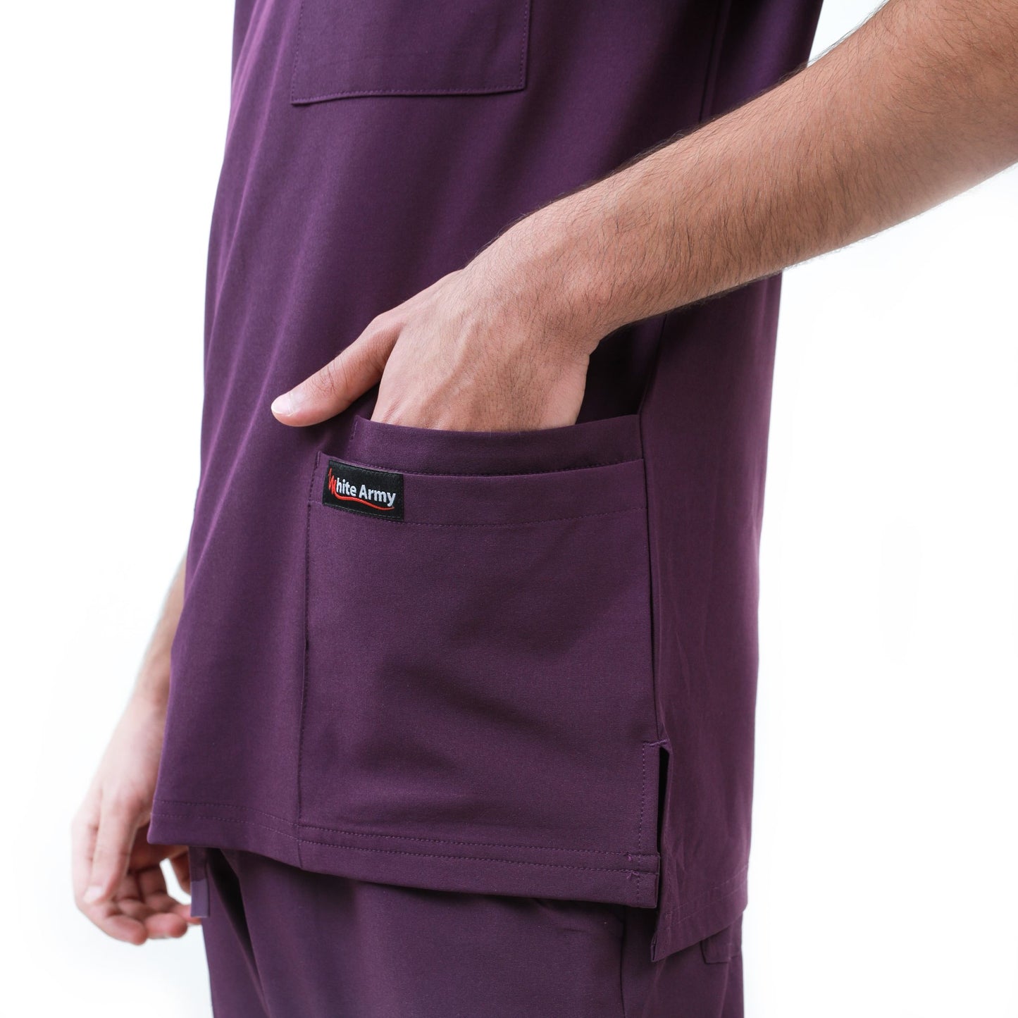 Dynamic Men Scrub Top - WHITE ARMY