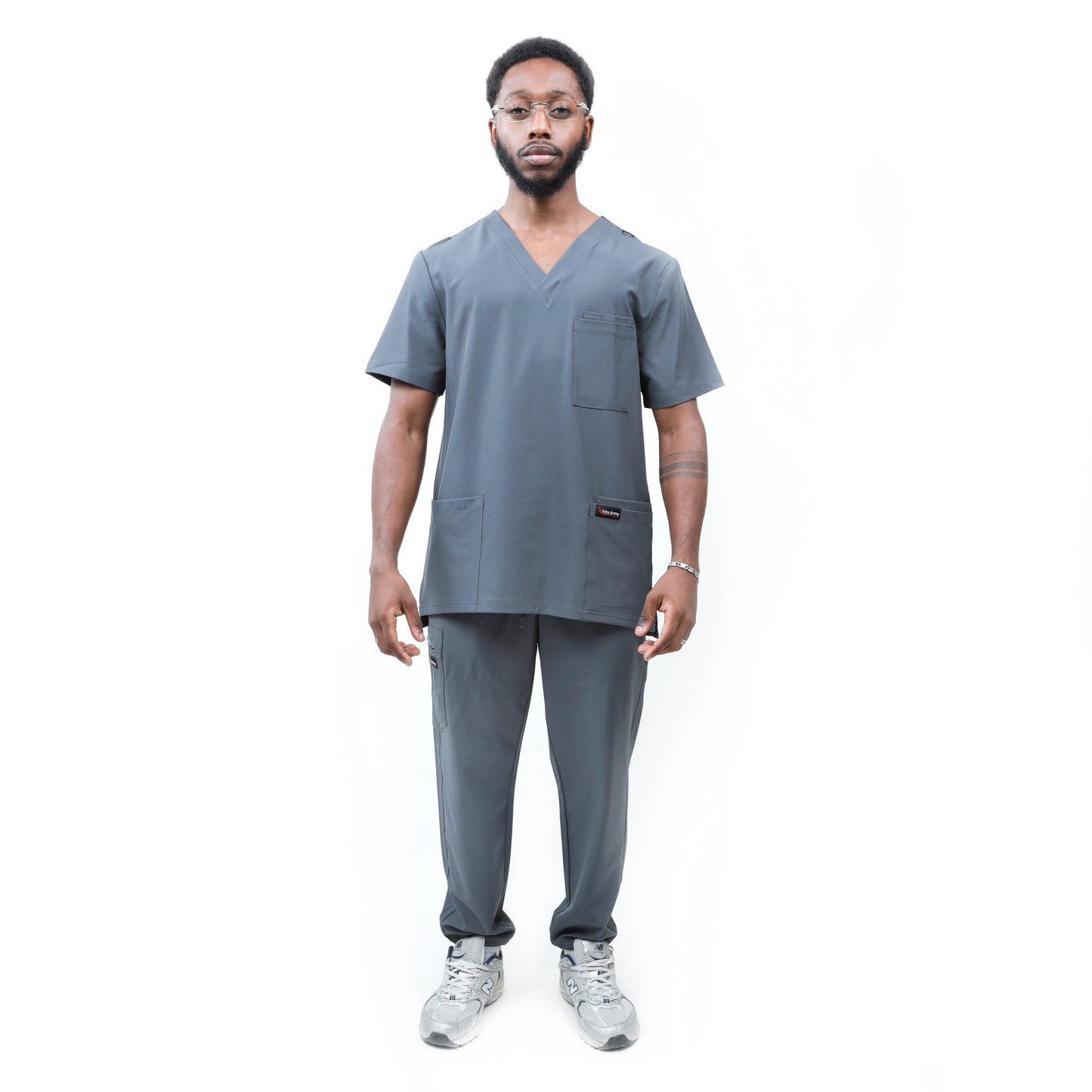 Dynamic Men Scrub Top - WHITE ARMY