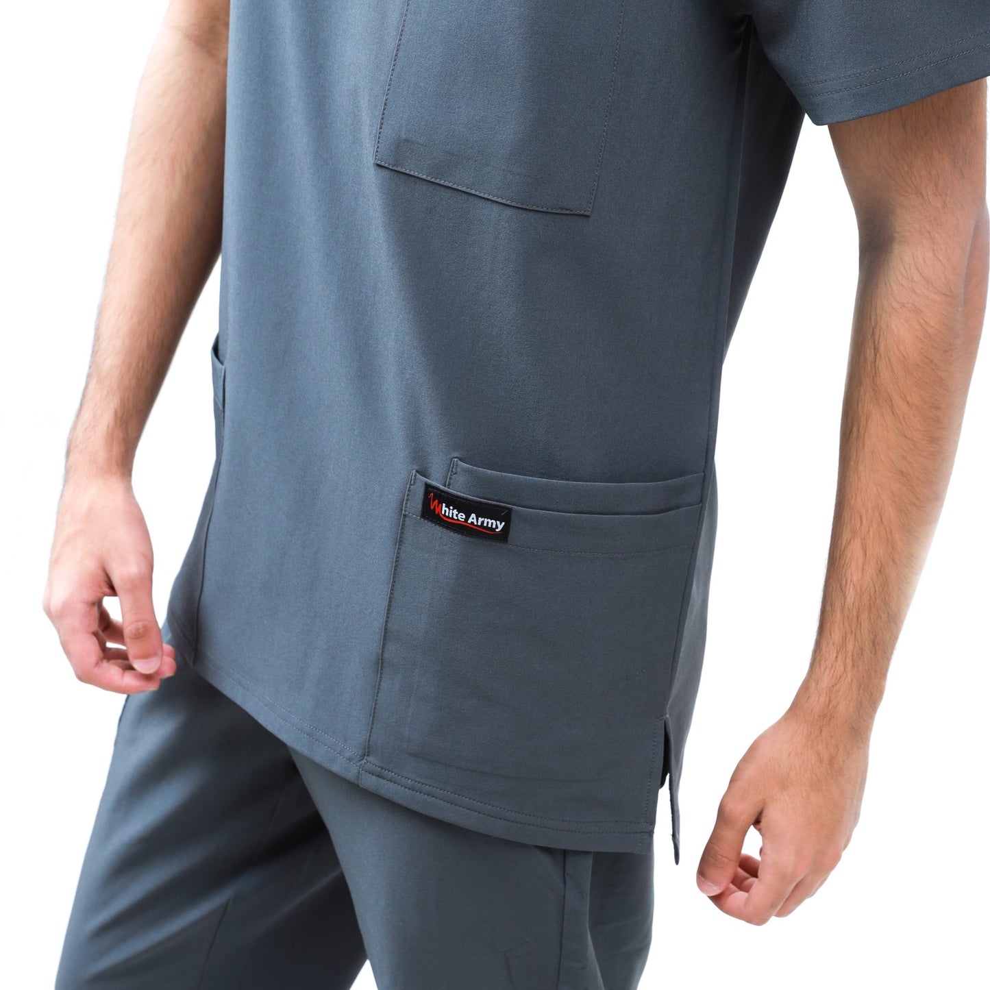 Dynamic Men Scrub Top - WHITE ARMY