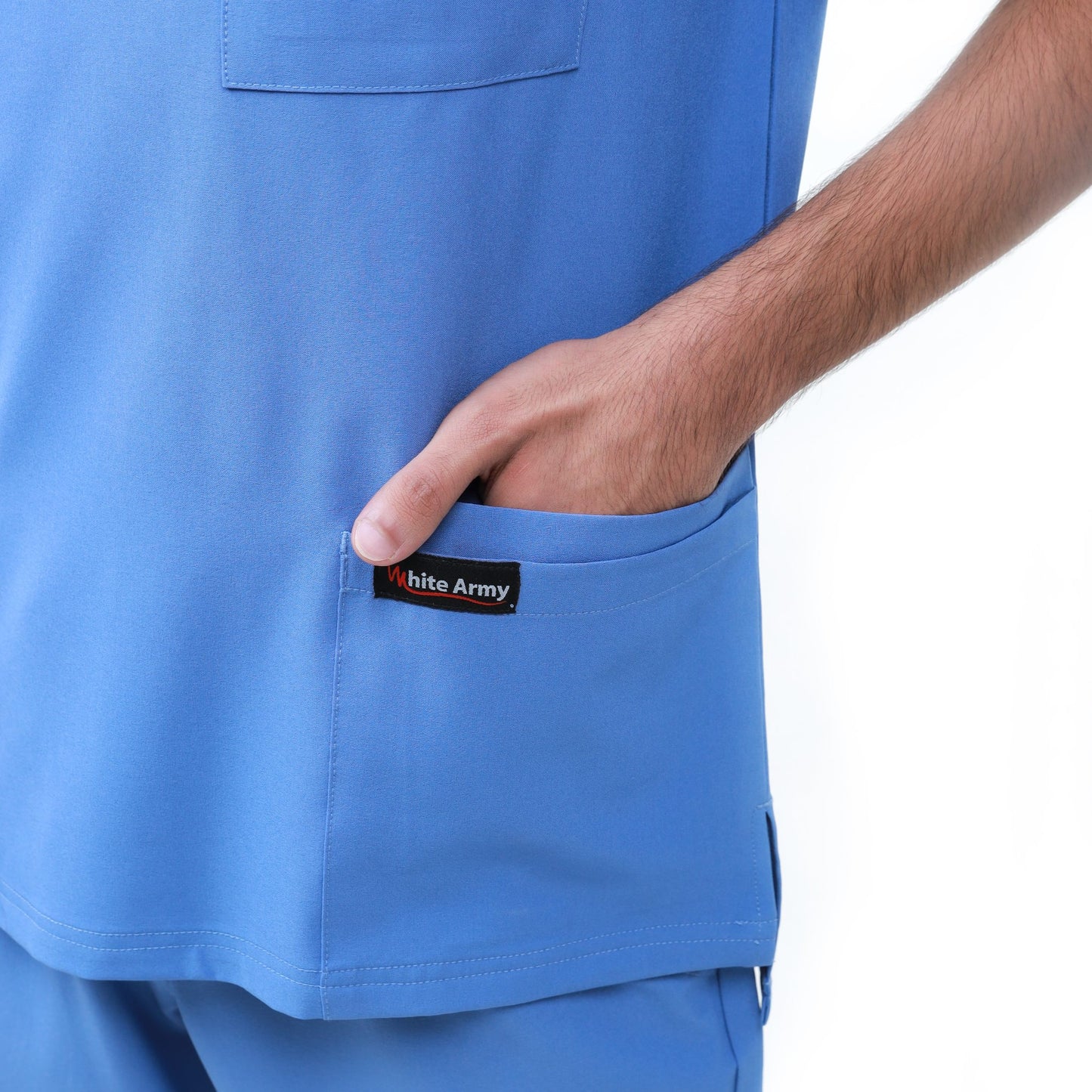 Dynamic Men Scrub Top - WHITE ARMY