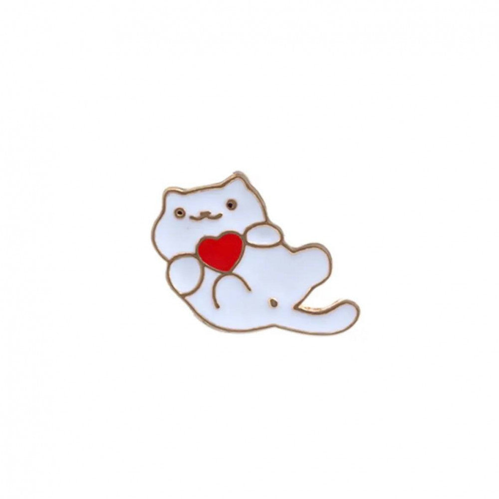 Cat with heart Brooch